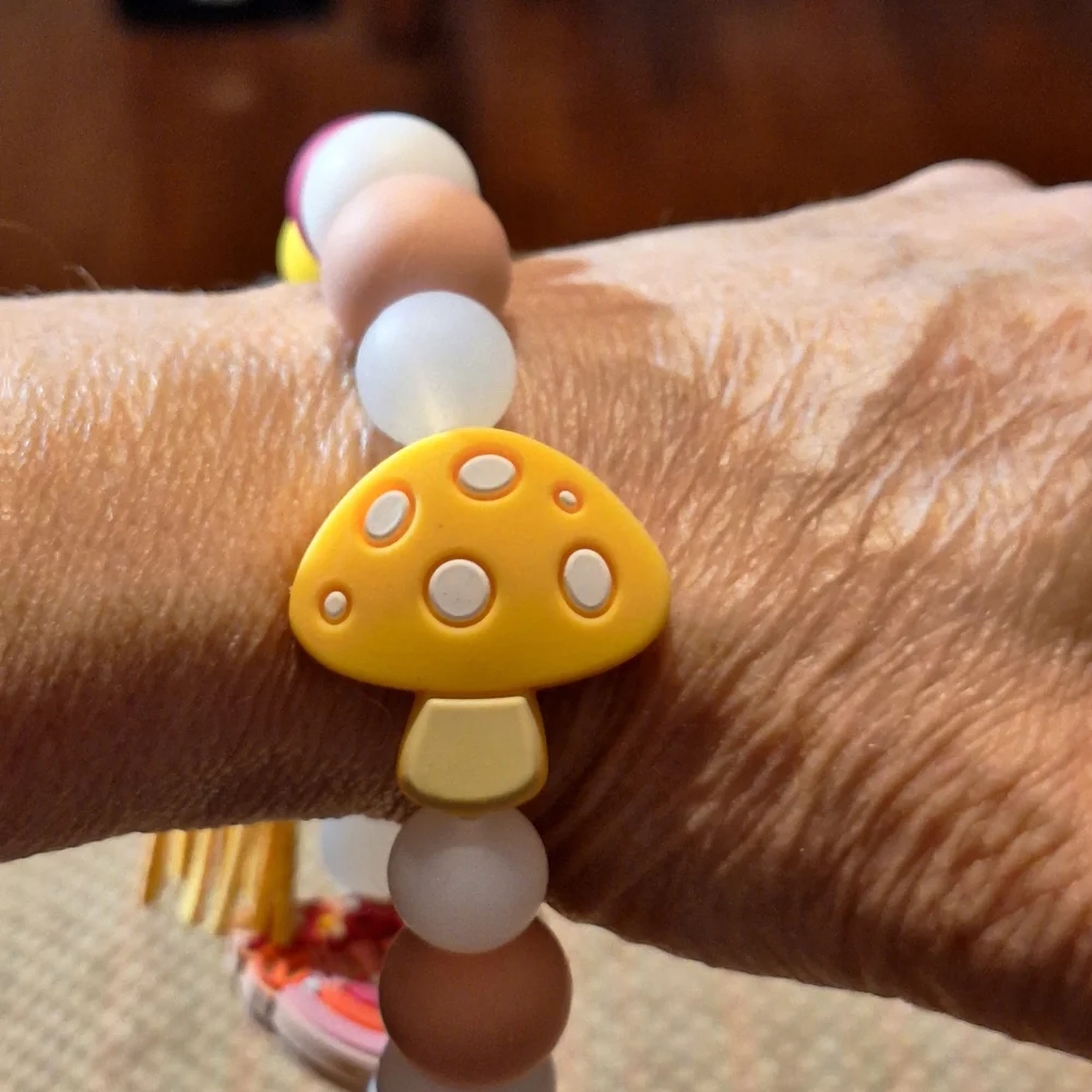 Handcrafted Homemade Artisan Silicone Bead Charm Keychain Bracelet Wristlet